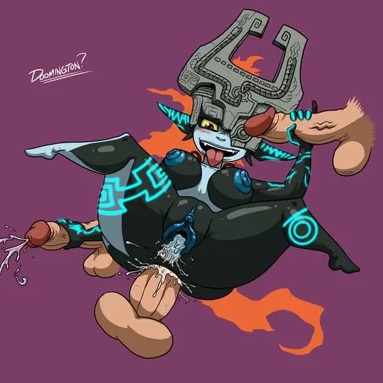 Imp Midna from The Legend of Zelda in hentai fan art featuring ahegao and thick thighs