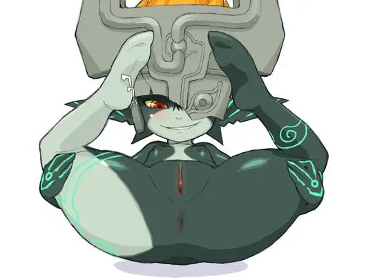 Imp Midna from The Legend of Zelda in hentai fan art featuring ahegao and thick thighs