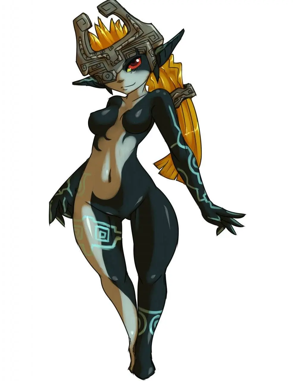 Imp Midna from The Legend of Zelda in hentai fan art featuring ahegao and thick thighs