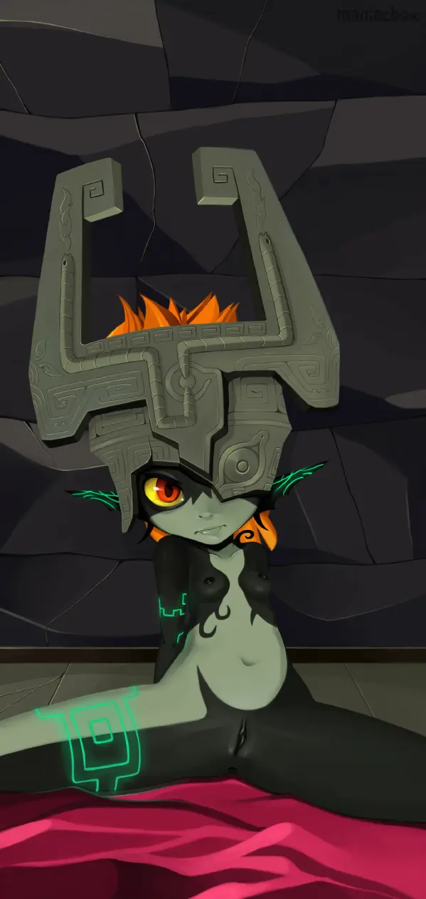 Imp Midna from The Legend of Zelda in hentai fan art featuring ahegao and thick thighs