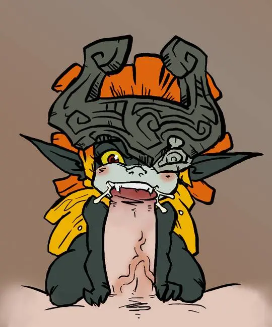 Imp Midna from The Legend of Zelda in hentai fan art featuring ahegao and thick thighs