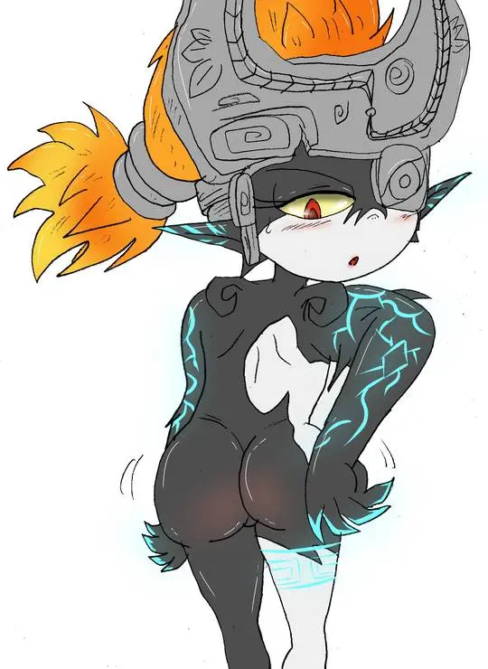 Imp Midna from The Legend of Zelda in hentai fan art featuring ahegao and thick thighs