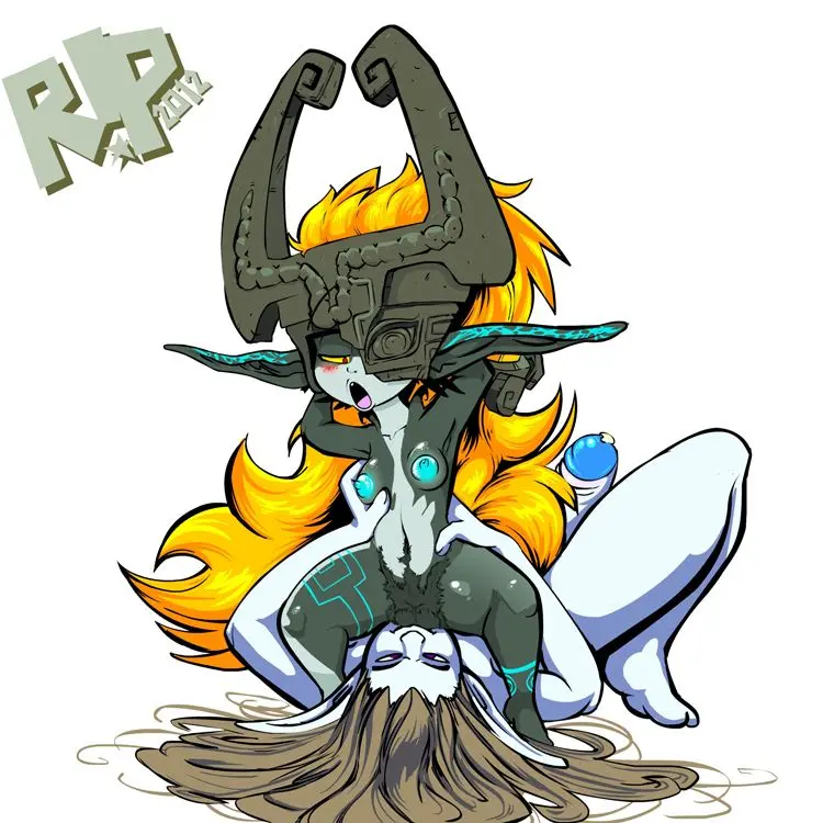 Imp Midna from The Legend of Zelda in hentai fan art featuring ahegao and thick thighs