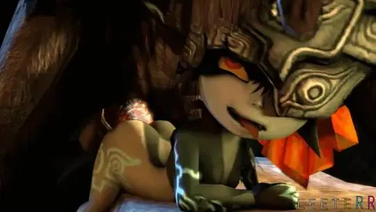 Imp Midna from The Legend of Zelda in hentai fan art featuring ahegao and thick thighs