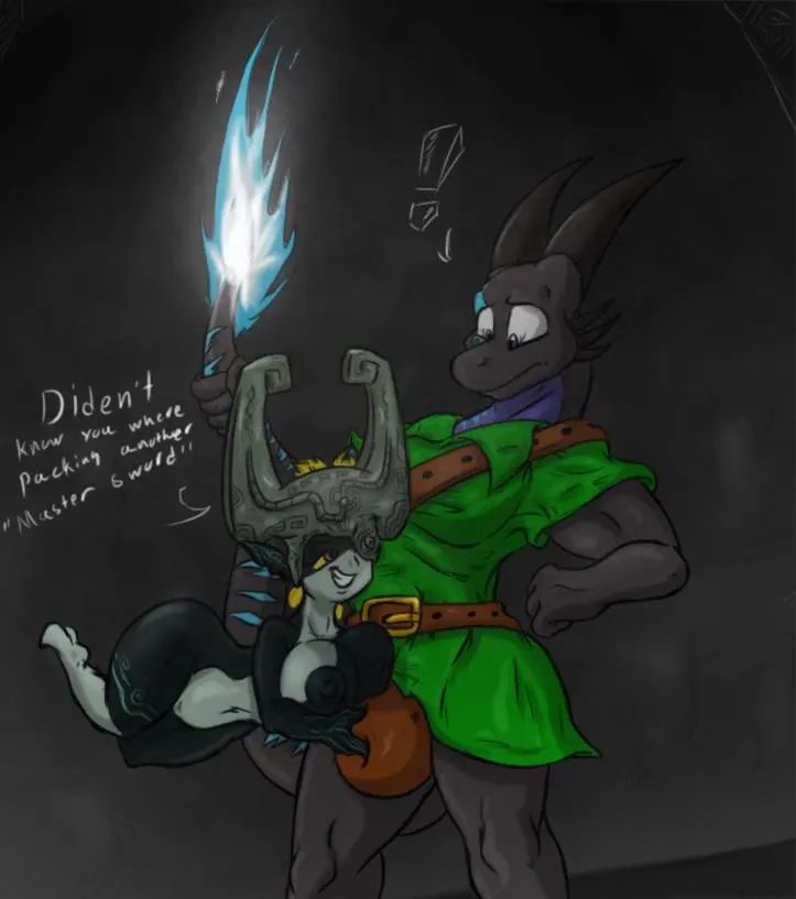 Imp Midna from The Legend of Zelda in hentai fan art featuring ahegao and thick thighs