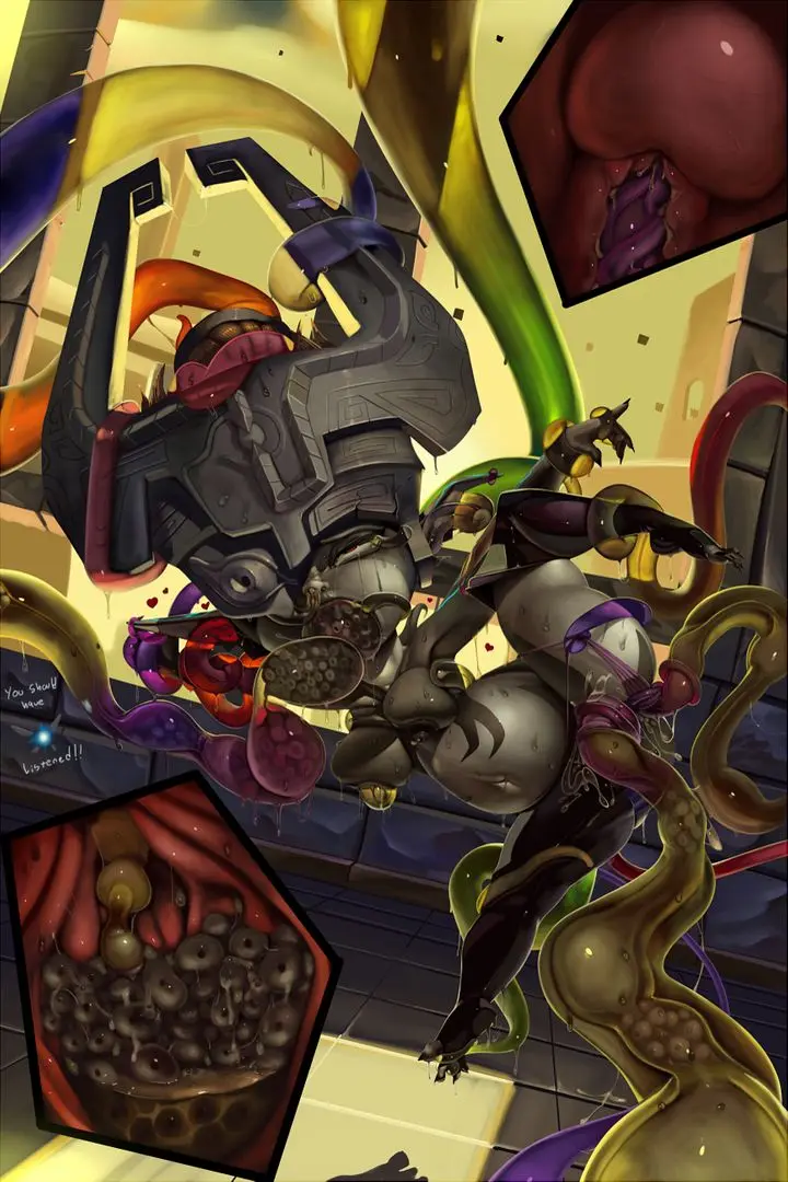 Imp Midna from The Legend of Zelda in hentai fan art featuring ahegao and thick thighs
