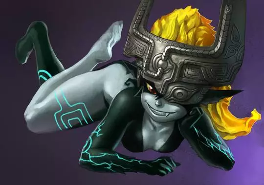 Imp Midna from The Legend of Zelda in hentai fan art featuring ahegao and thick thighs