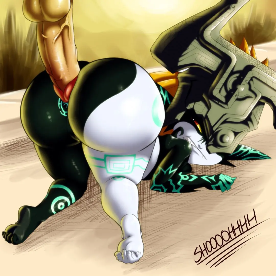 Imp Midna from The Legend of Zelda in hentai fan art featuring ahegao and thick thighs