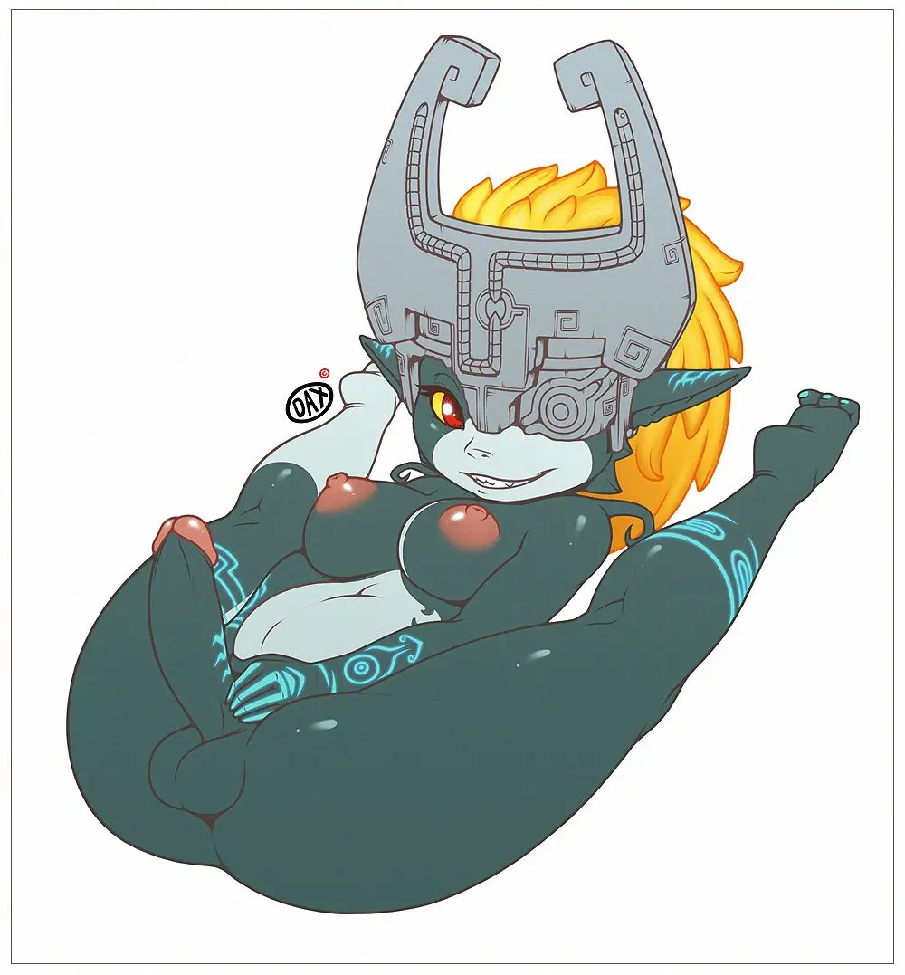 Imp Midna from The Legend of Zelda in hentai fan art featuring ahegao and thick thighs