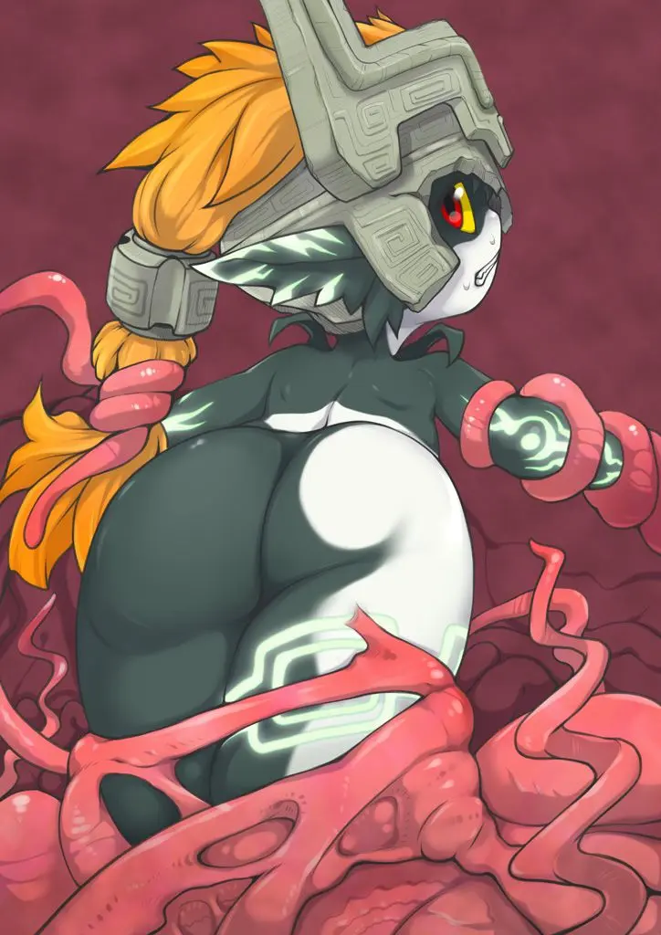 Imp Midna from The Legend of Zelda in hentai fan art featuring ahegao and thick thighs