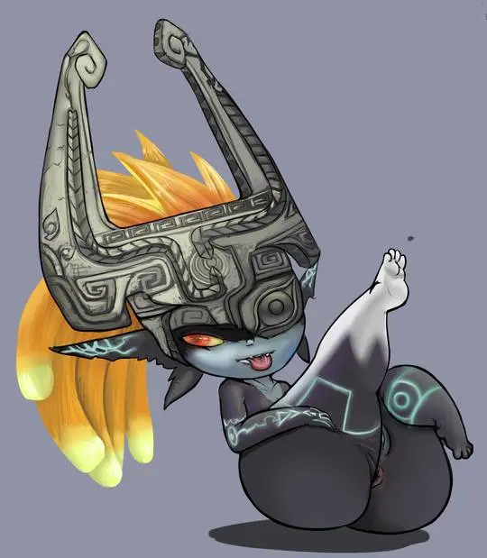 Imp Midna from The Legend of Zelda in hentai fan art featuring ahegao and thick thighs