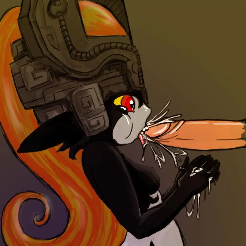 Imp Midna from The Legend of Zelda in hentai fan art featuring ahegao and thick thighs