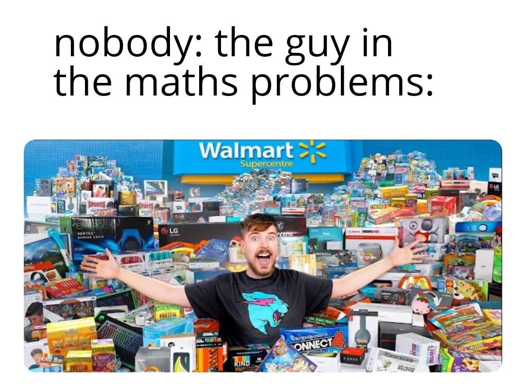 in today's math problem I just bought everything in 5 stores