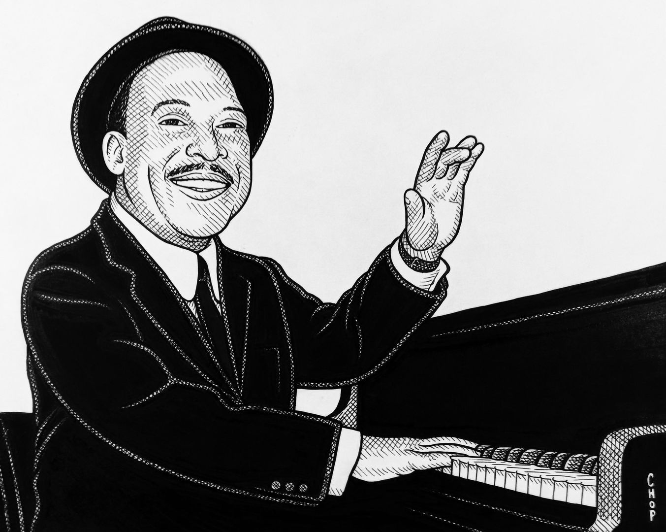 Ink drawing of Count Basie