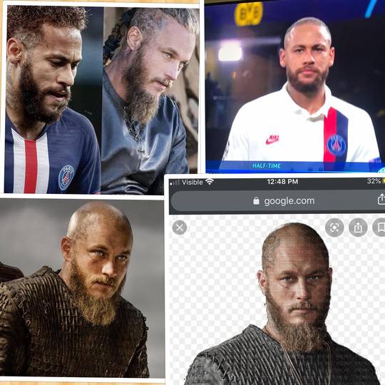 Is it just me or dose Neymar look like Ragnar Lothbrok from the show Vikings?