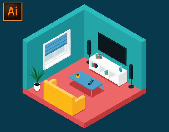 Isometric Room (Adobe Illustrator)