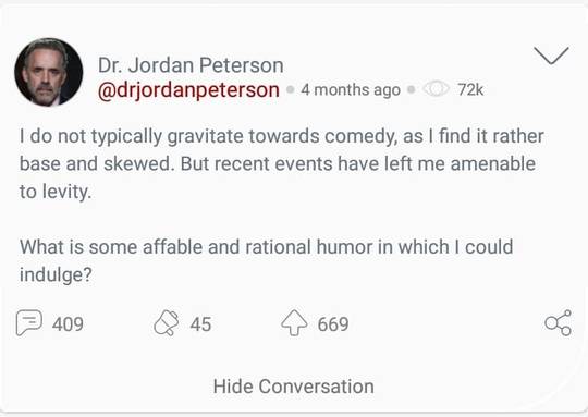 JBP's guide for transforming a simple question into excruciating cringe: