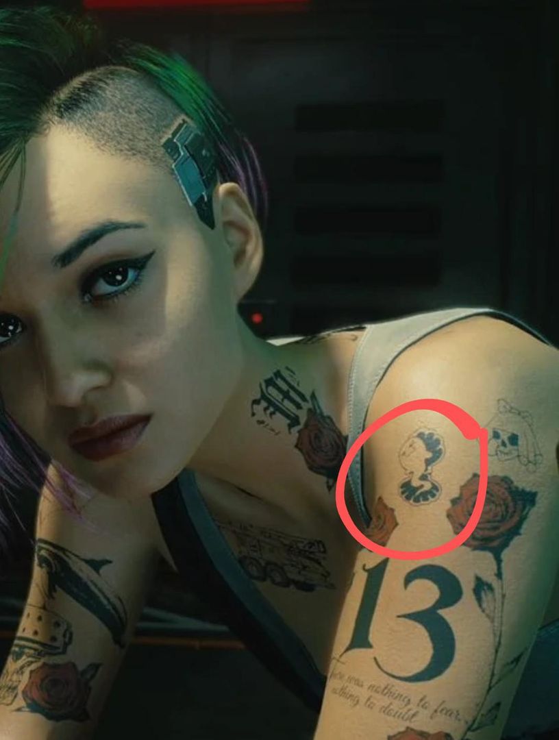 Judy has a "Ghost in the Shell" tattoo