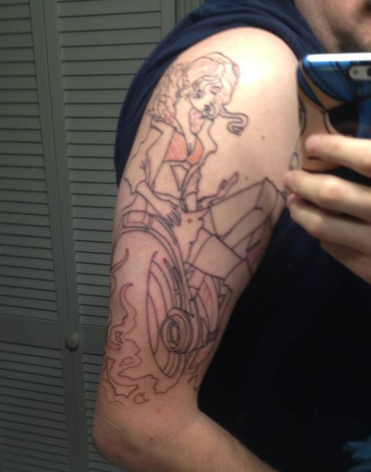 Just got the line work for my Transistor tattoo done! What do you think?