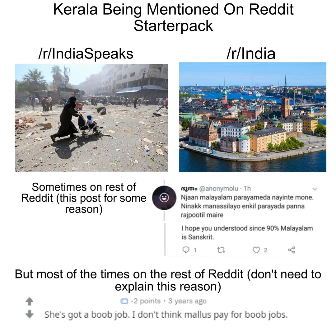 Kerala being mentioned on Reddit starterpack