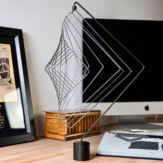 Kinetic art sculpture by Ivan Black. Square Wave and magnetic stand [OC]