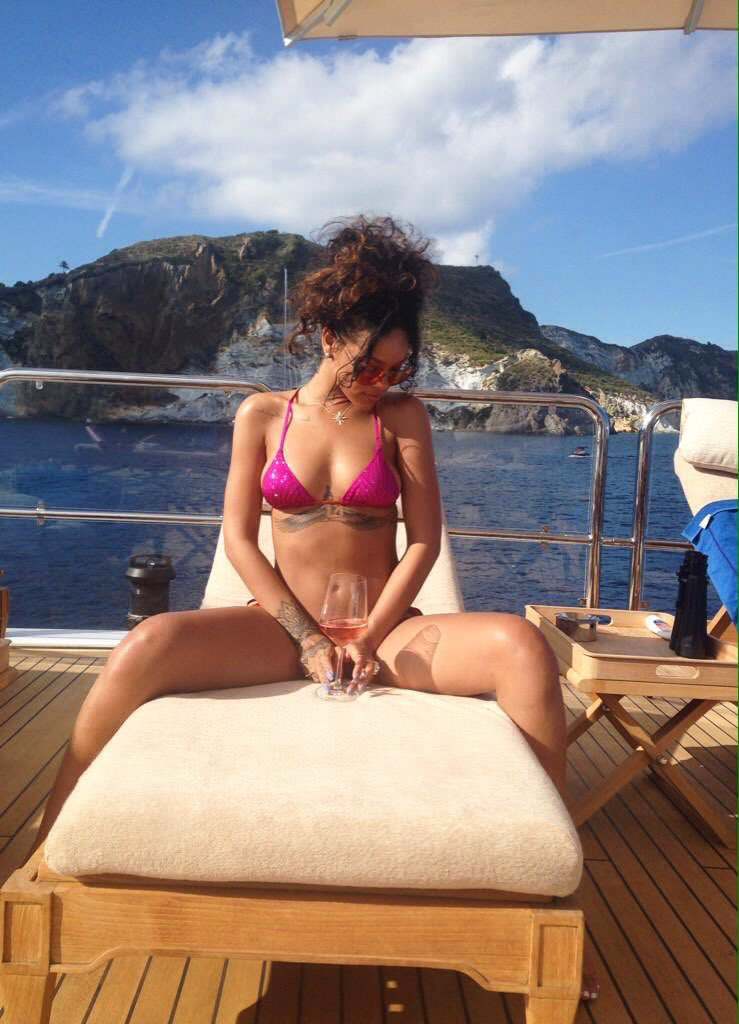 Legs spread in a bikini