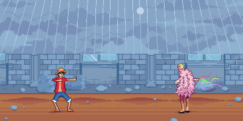 Luffy vs Doflamingo pixelart
