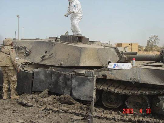 M1A1 Abrams with massive penetration in frontal turret armor