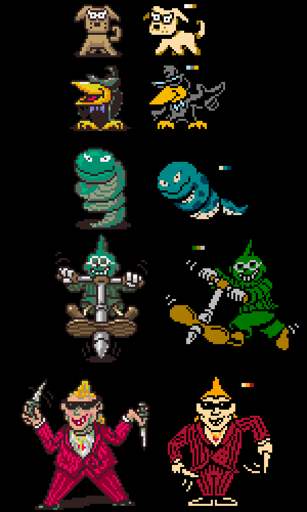 Made some Earthbound enemies in MOTHER style