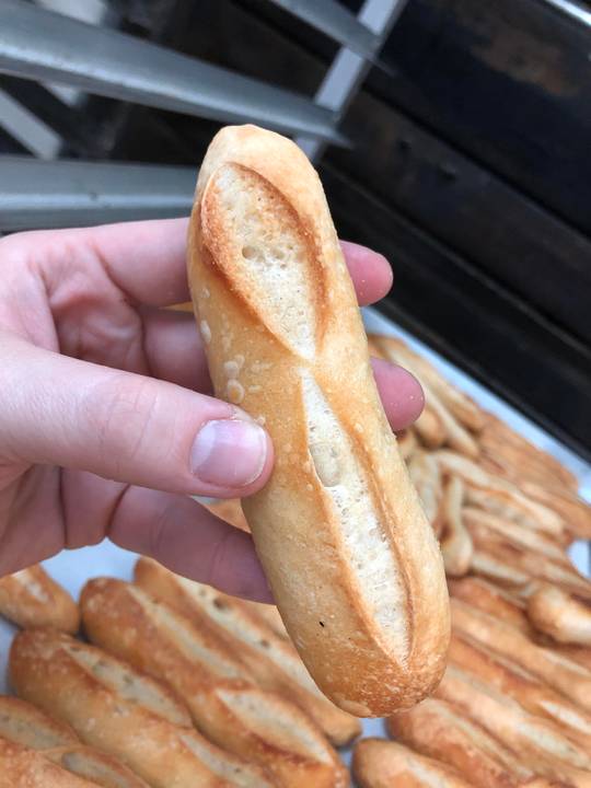 Made tiny baguettes for the Bastille Day buffet dinner (+ tiny chocolate croissants &amp; cream puffs ) 🇫🇷🍷🥐
