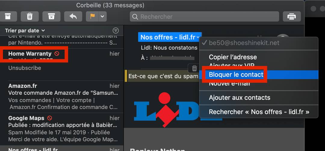 Mail let us block adresses