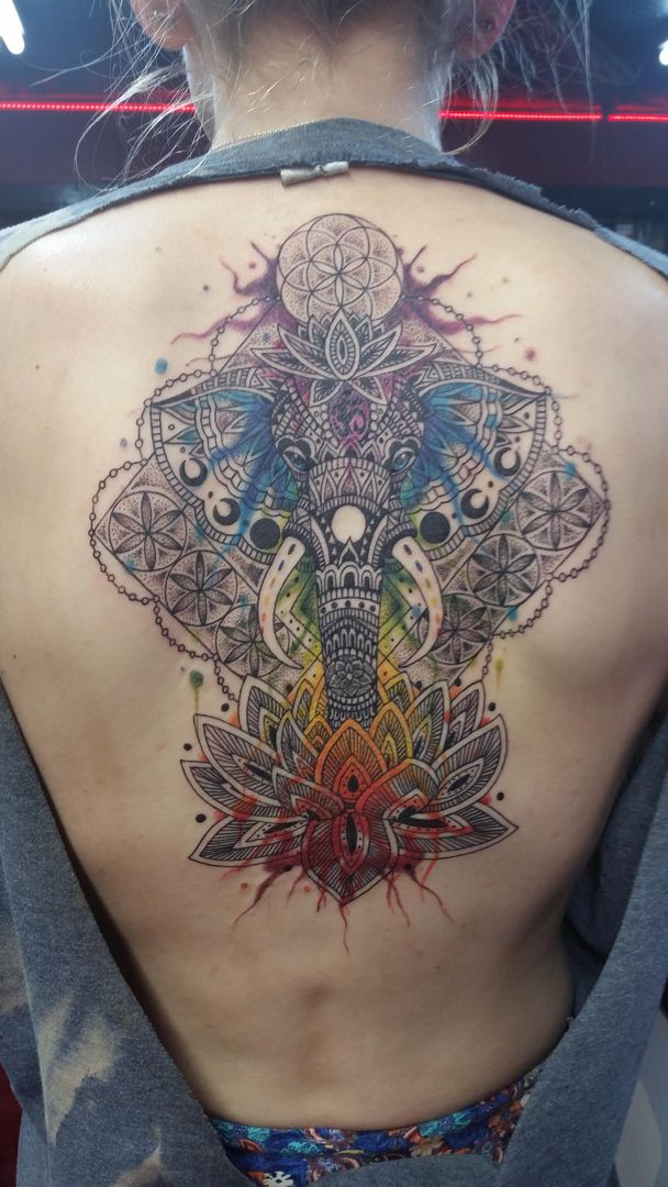Mandala elephant. 1 session. 9 hours.