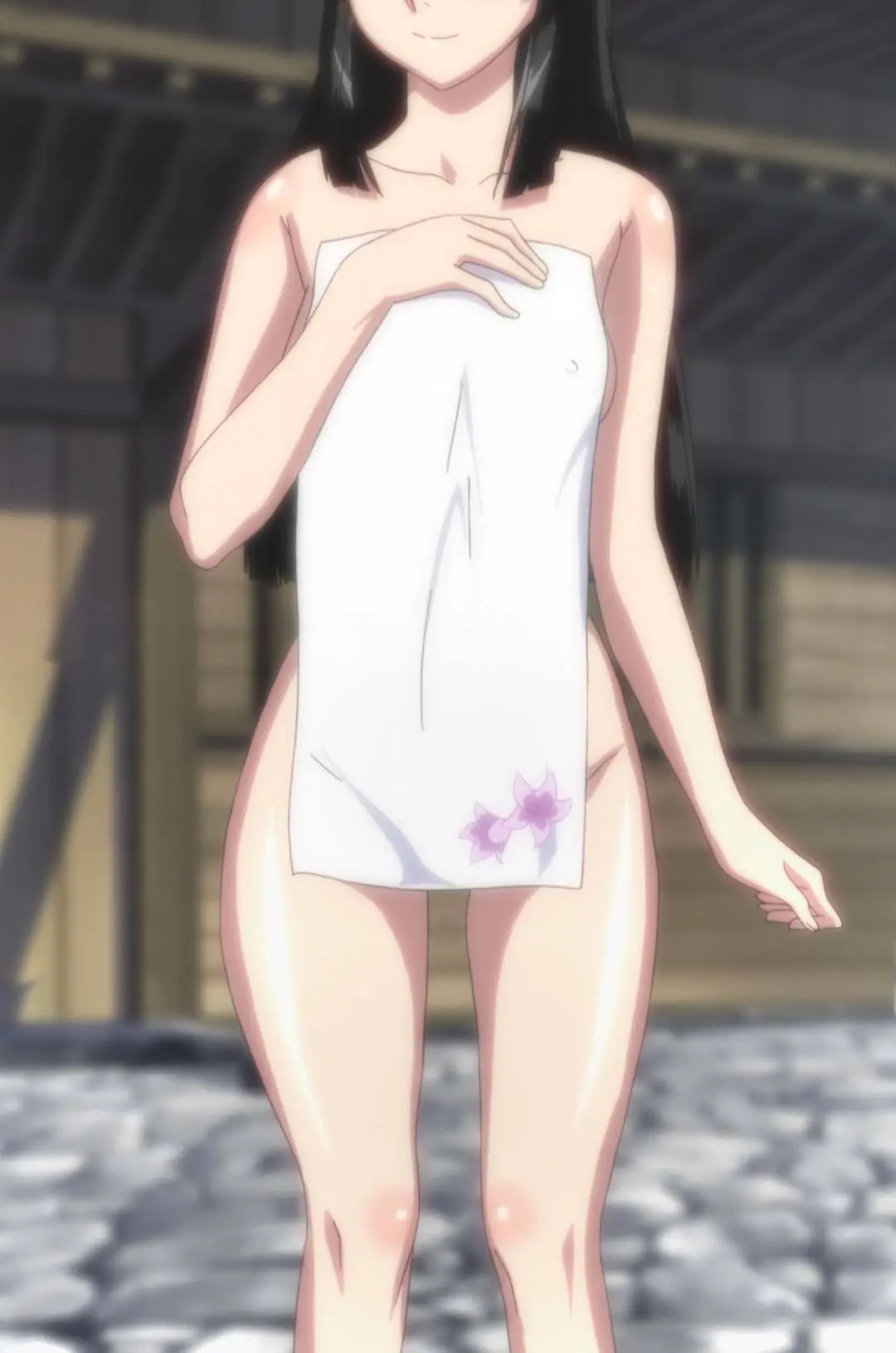 Manyuu Hikenchou anime girls with busty bodies naked in a Japanese bathhouse with soap suds