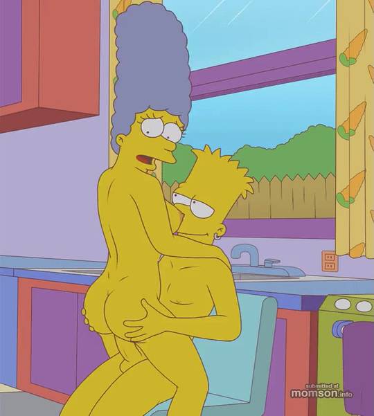 Marge Simpson riding her son Bart
