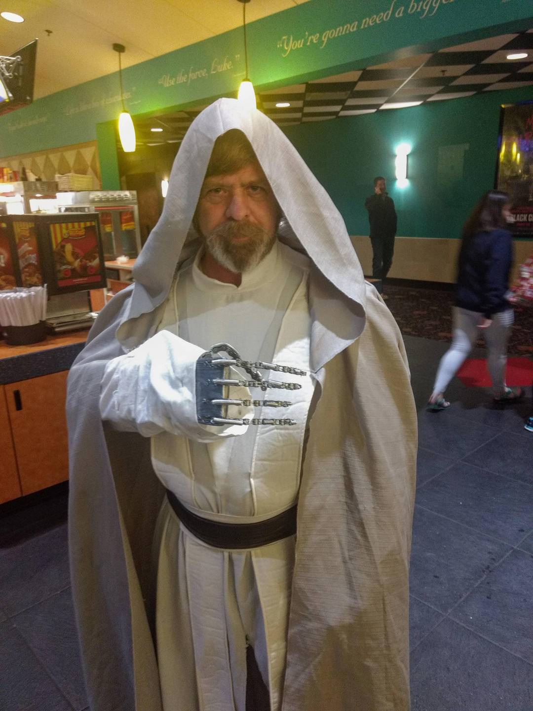 Mark Hamill and my dad look a lot alike. He came in costume to see the movie tonight. This time with a metal hand!