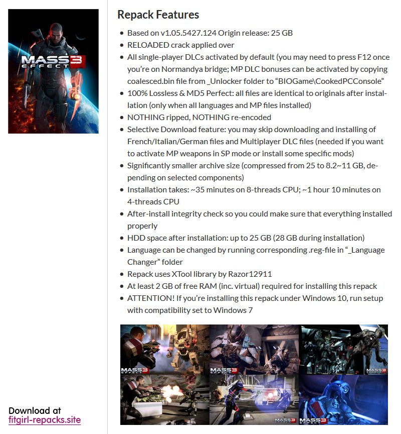 Mass Effect 3: Digital Deluxe Edition (v1.05.5427.124 + All DLCs, MULTi8) [FitGirl Repack, Selective Download] from 8.2 GB