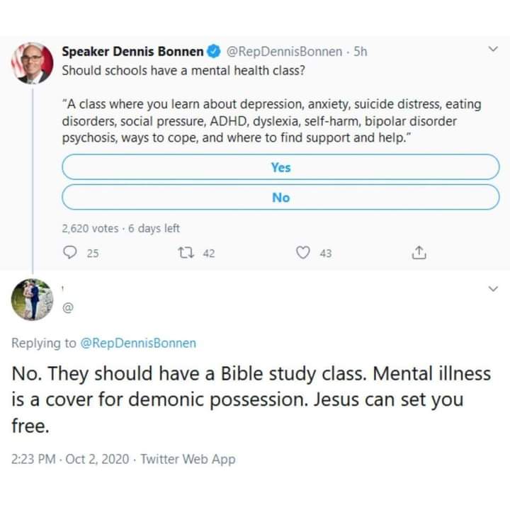 Mental Illness = Demonic Possession