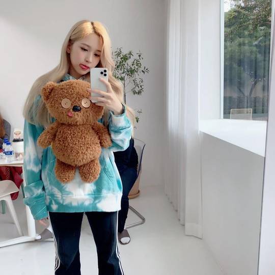 Mina with her cute teddybear