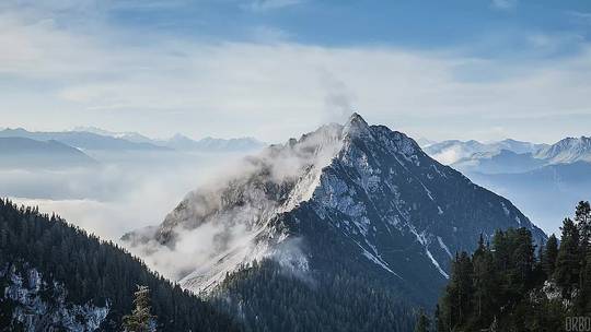 Mist over the Rofan Mountains, Austria.