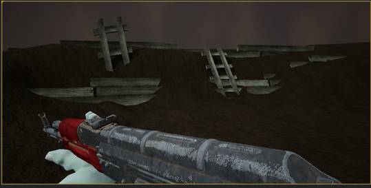 monkey with ak47. fighting in the trenches.