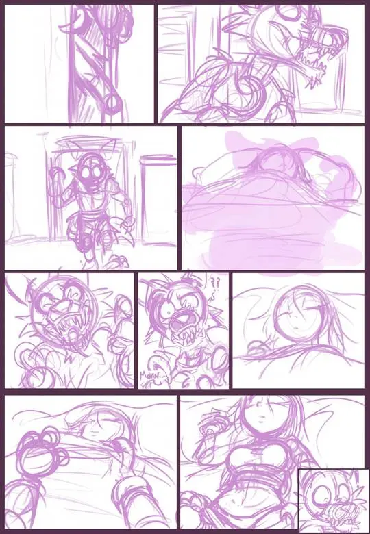 Kayla-na art of a muscular anthropomorphic wolf and a curvy blonde woman in lingerie in a bedroom