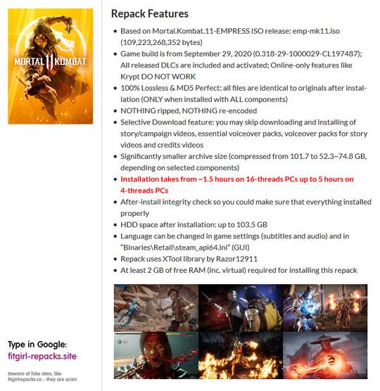 Mortal Kombat 11 (v09.29.2020 + All DLCs, MULTi12) [FitGirl Repack, Selective Download] from 52.3 GB