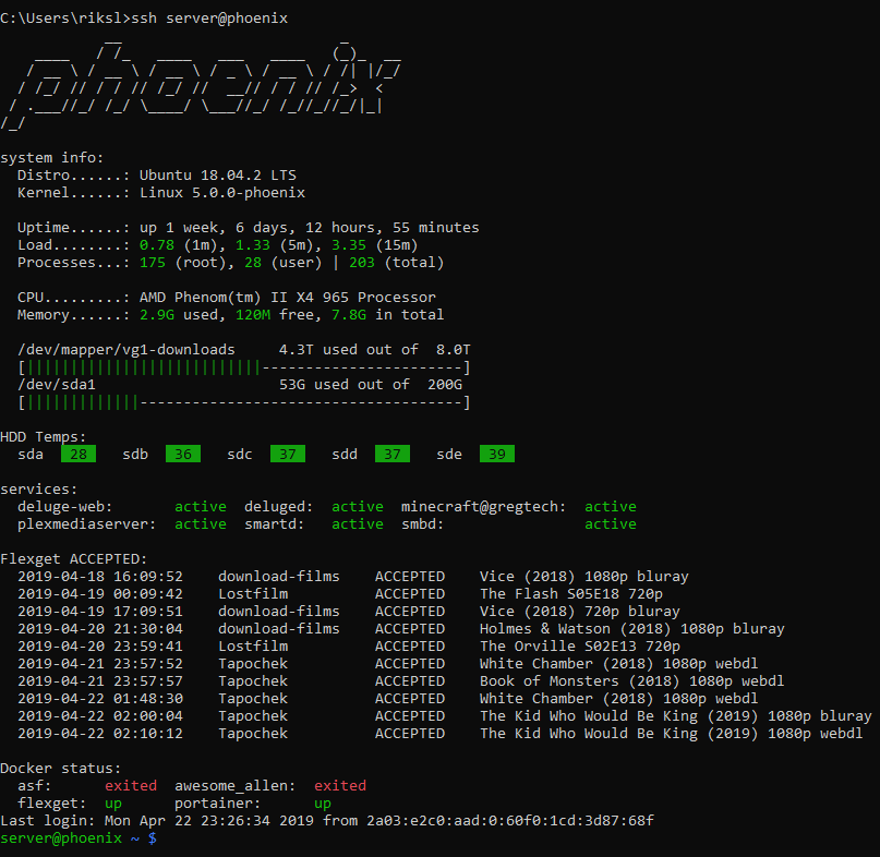 [MOTD] MOTD on my media server