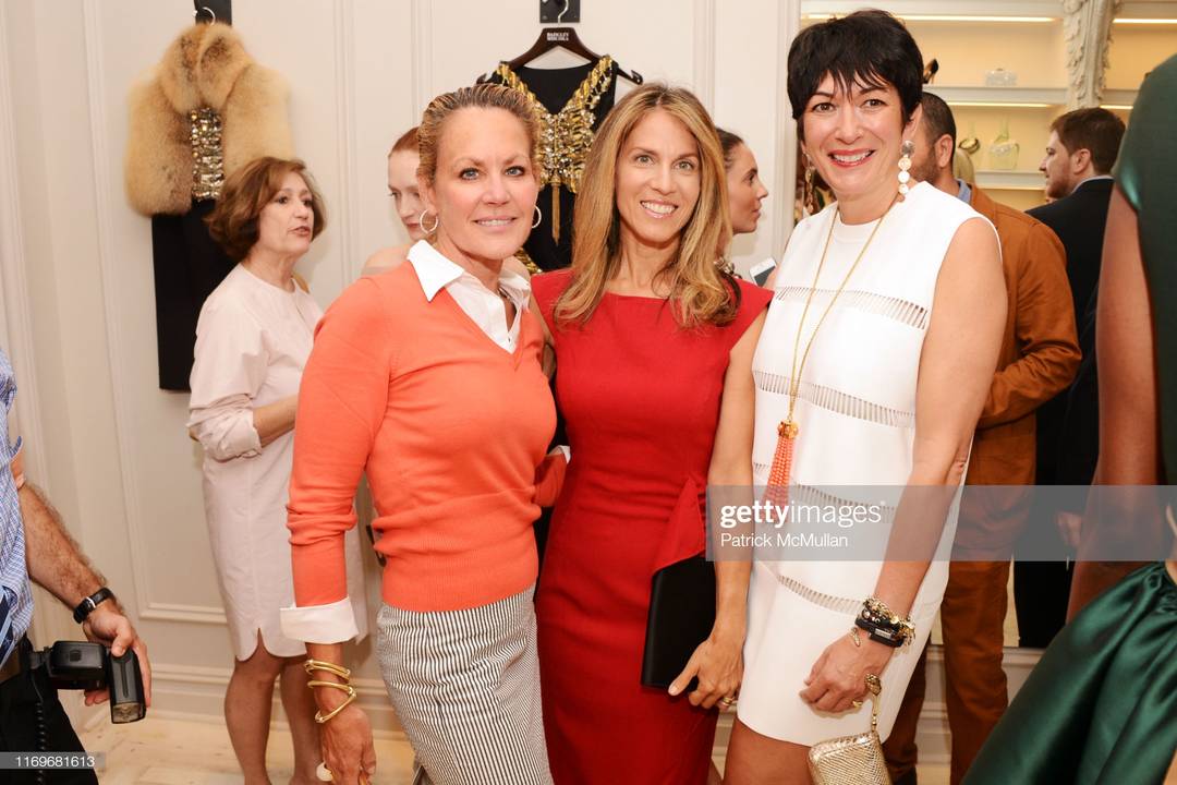 Muffie Potter Aston, Caryn Zucker and Ghislaine Maxwell attend Badgley Mischka Store Opening Party at Badgley Mischka