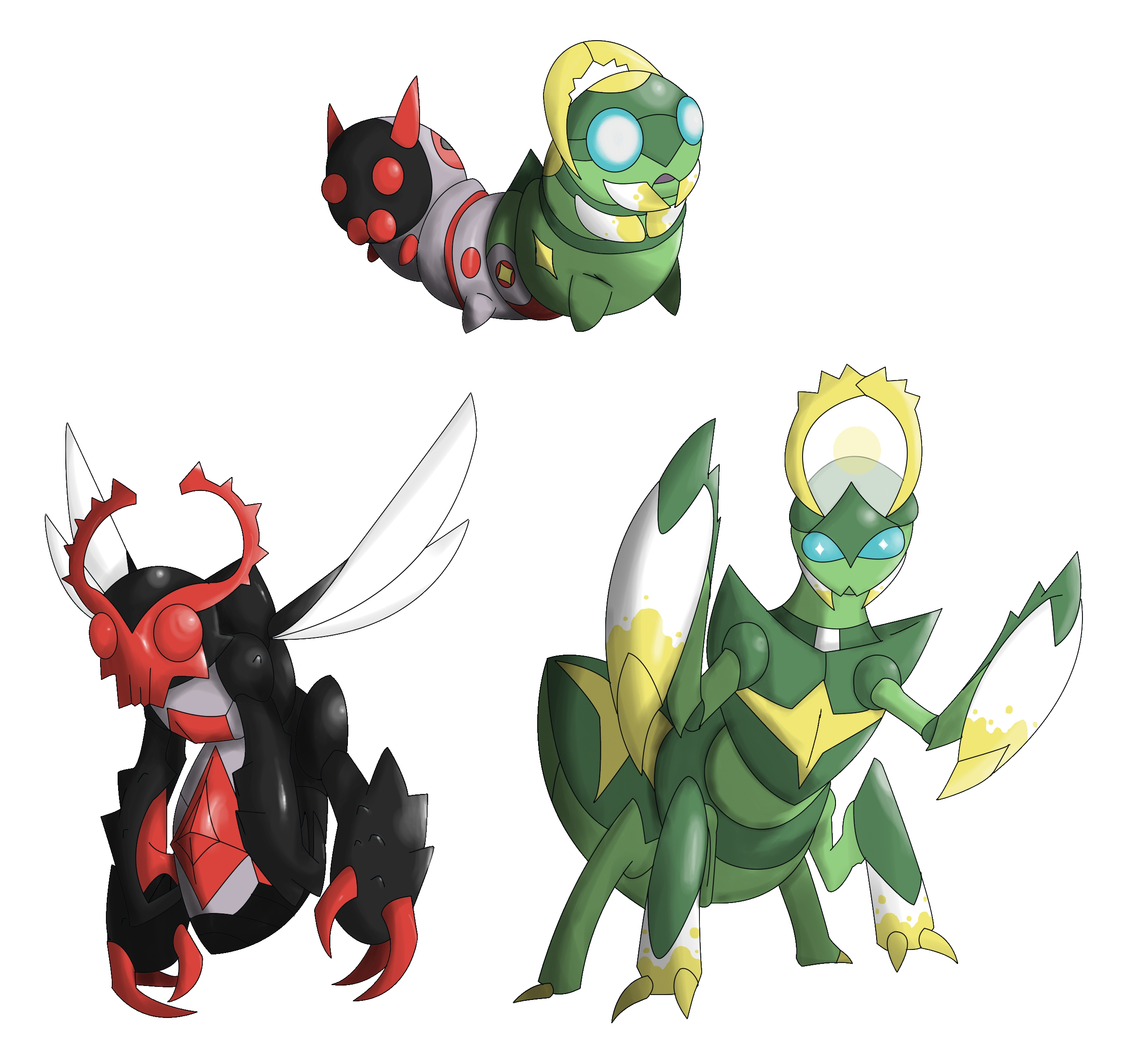 My basic Bug line, a branched evolution, Dularva (Bug), Praytis (Bug ...