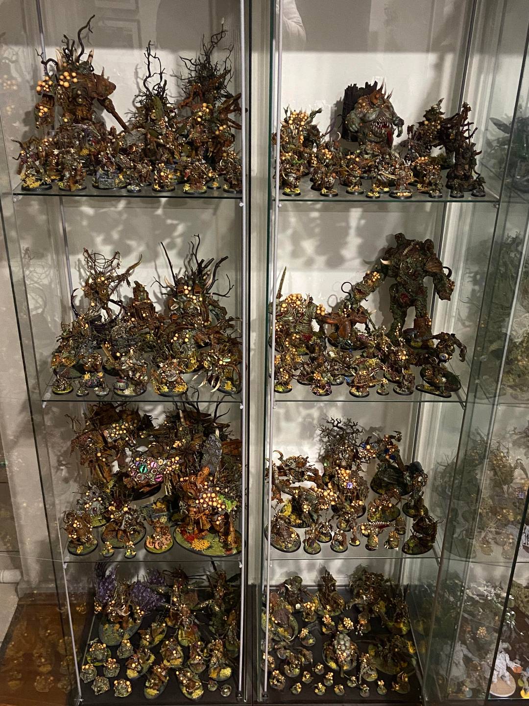 My Converted lore driven Nurgle Army “Eegreb and Friends” now stands 2 cabinets strong :)