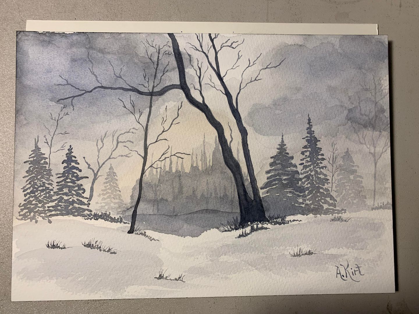 My first attempt at making a painting using only two colors (Payne’s Gray &amp; Raw Sienna).