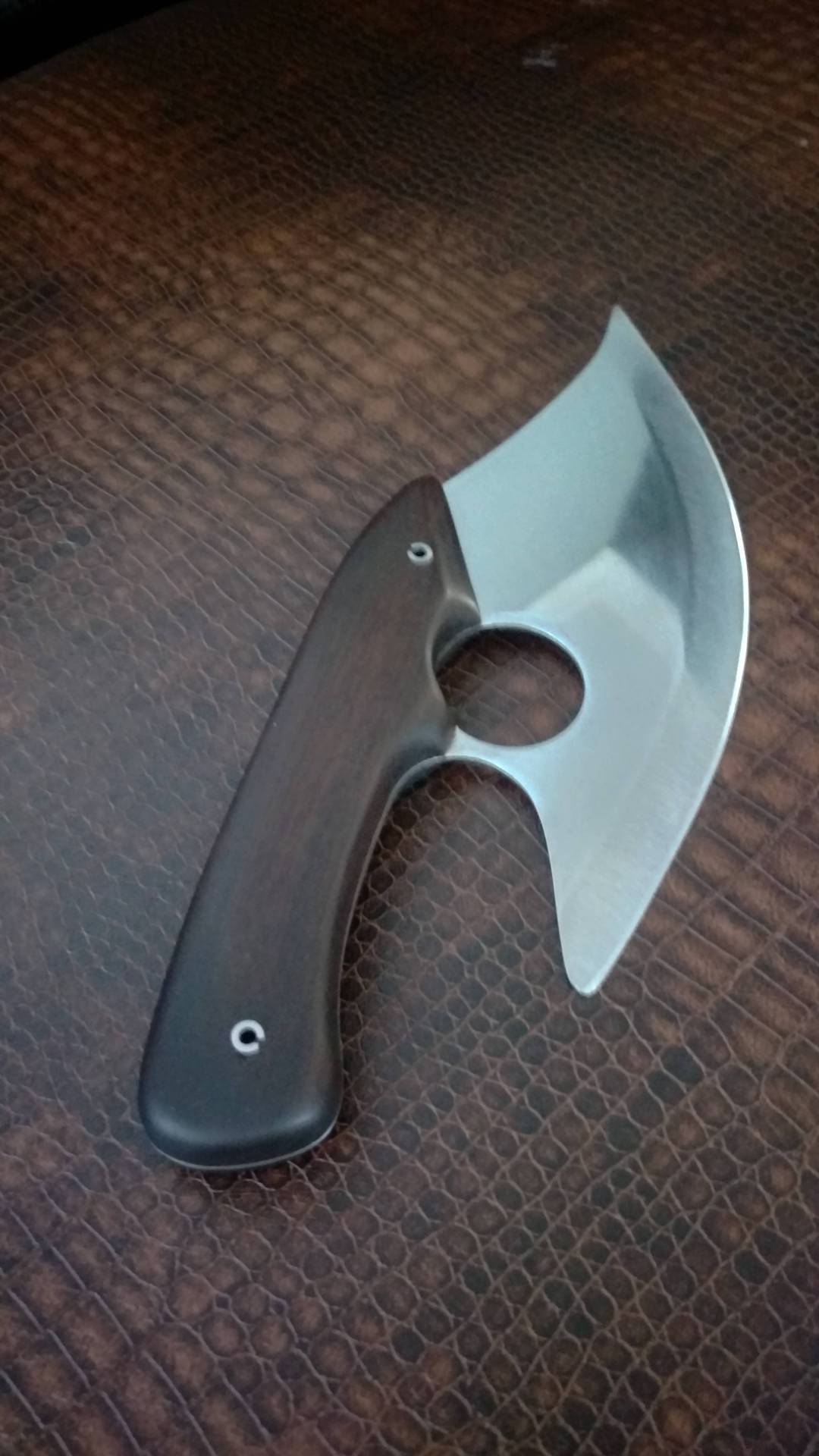 My first. Circle saw blade and iron wood handle. Took 10 days with only hand tools.