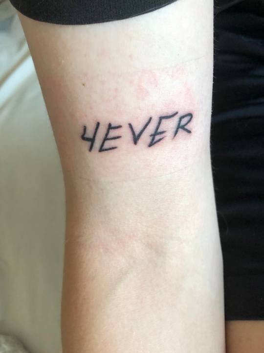 my lany tattoo i got yesterday! i got paul to write this out when i met the boys in may 😭😭😭