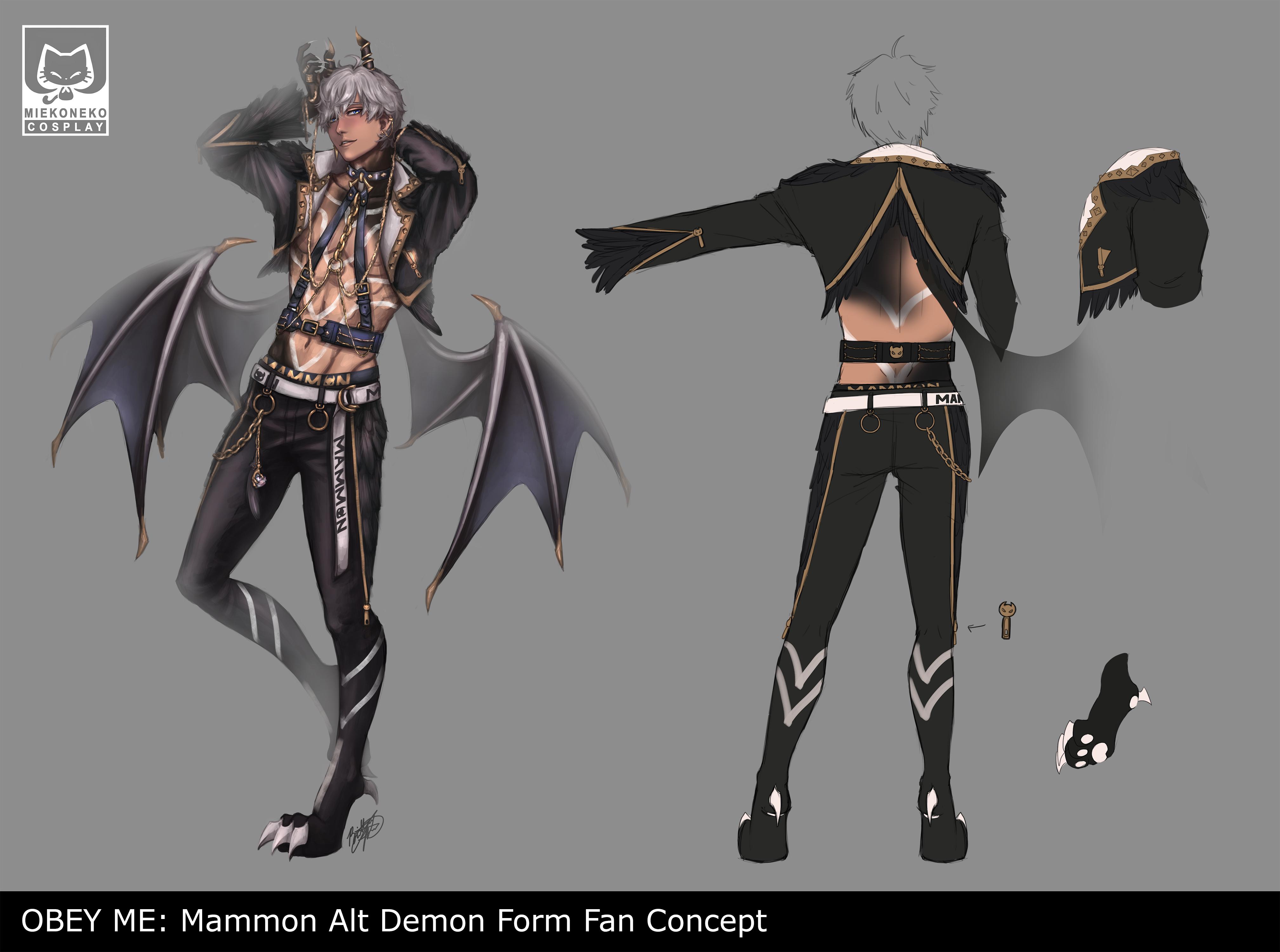My Mammon alt demon form design, played more with his crow and M ...
